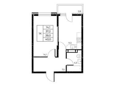 Квартира 40 м², 1-комнатная - изображение 1