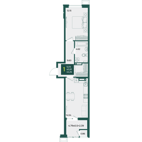 Квартира 44,2 м², 1-комнатная - изображение 1