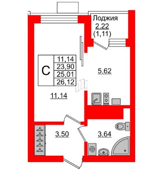 42 м², 2-комнатная квартира 6 800 000 ₽ - изображение 21