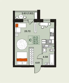Квартира 36,7 м², студия - изображение 1