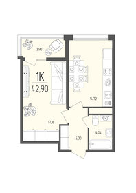 Квартира 42,9 м², 1-комнатная - изображение 1