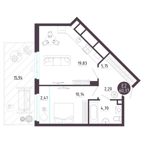 49,8 м², 1-комнатная квартира 6 005 024 ₽ - изображение 23