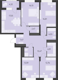 Квартира 113,1 м², 4-комнатная - изображение 1
