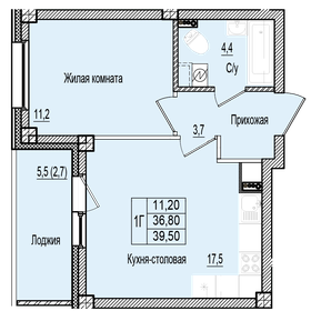 Квартира 39,5 м², 1-комнатная - изображение 1