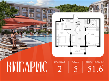 Квартира 51,6 м², 2-комнатная - изображение 1