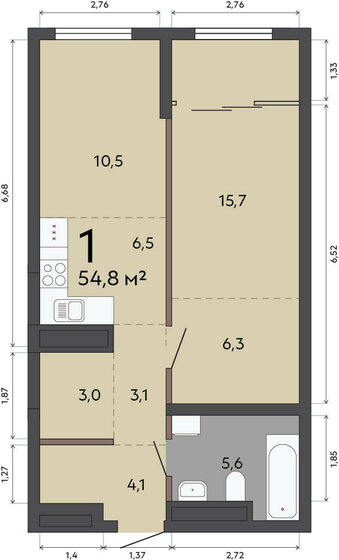63,9 м², квартира-студия 12 900 000 ₽ - изображение 24