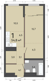 Квартира 54,8 м², 1-комнатная - изображение 1