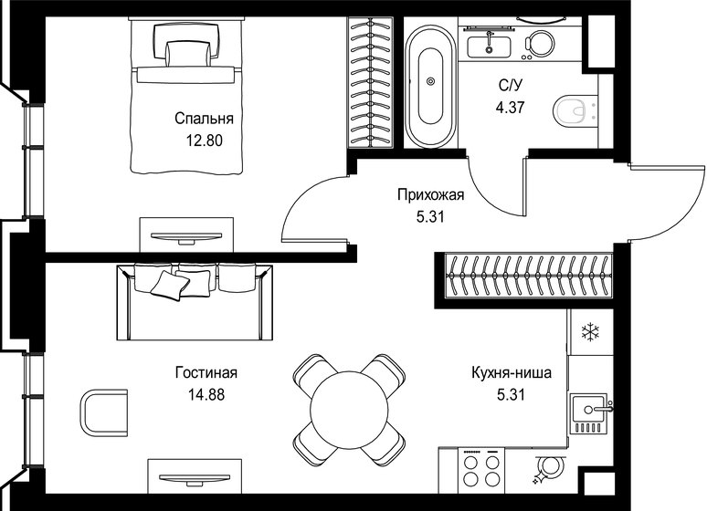46 м², 1-комнатная квартира 32 388 876 ₽ - изображение 35