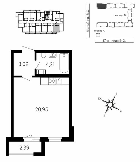29,1 м², квартира-студия 11 726 228 ₽ - изображение 23