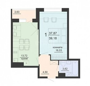 Квартира 39,2 м², 1-комнатная - изображение 1