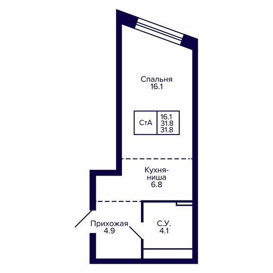 32,6 м², квартира-студия 8 565 675 ₽ - изображение 32