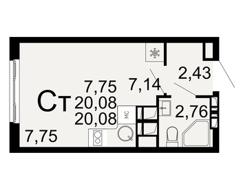 Квартира 20,1 м², студия - изображение 1