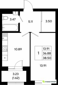 Квартира 38,5 м², 1-комнатная - изображение 1