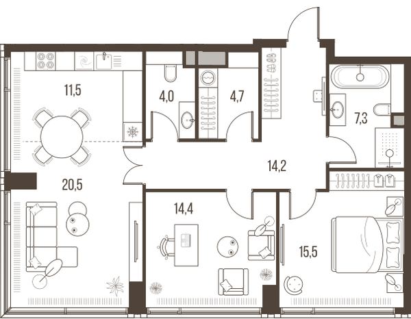 71,9 м², 3-комнатная квартира 59 142 832 ₽ - изображение 23