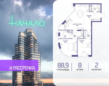 Квартира 88,9 м², 2-комнатная - изображение 1