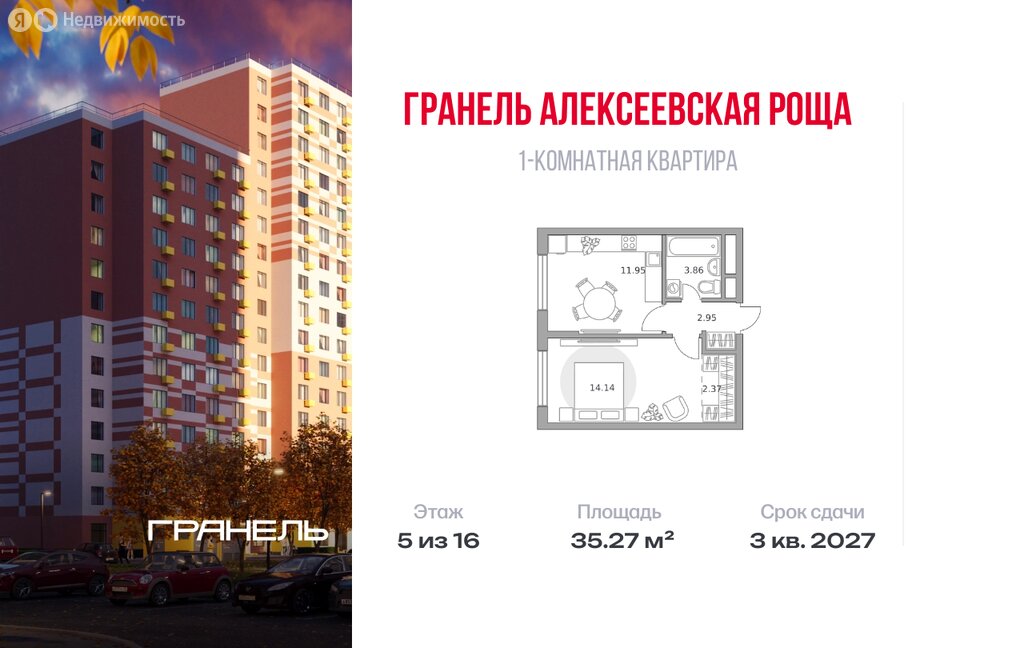 Варианты планировок ЖК «Гранель Алексеевская Роща» - планировка 10