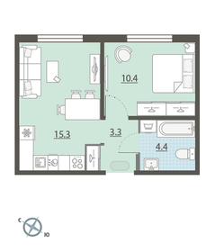 Квартира 33,4 м², 1-комнатная - изображение 2