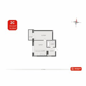 Квартира 34,2 м², 2-комнатная - изображение 1