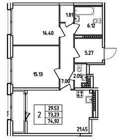 Квартира 78 м², 2-комнатная - изображение 1