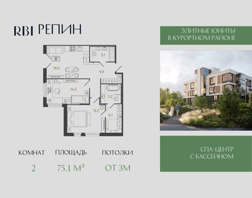 Квартира 75,1 м², 2-комнатные - изображение 1