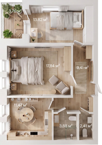 41,6 м², 1-комнатная квартира 5 964 006 ₽ - изображение 58