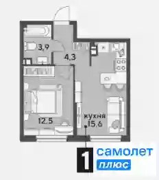 Квартира 36,3 м², 1-комнатная - изображение 1