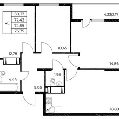 Квартира 76,8 м², 3-комнатная - изображение 2
