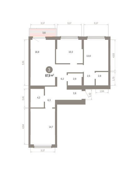 84,4 м², 3-комнатная квартира 14 630 000 ₽ - изображение 23