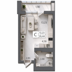 Квартира 26,4 м², студия - изображение 1
