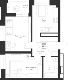 Квартира 46 м², 2-комнатная - изображение 1