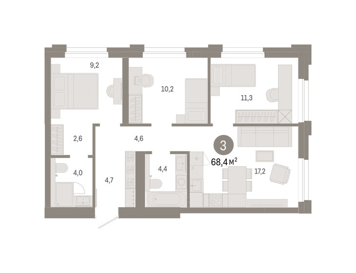 136 м², 4-комнатная квартира 14 500 000 ₽ - изображение 128