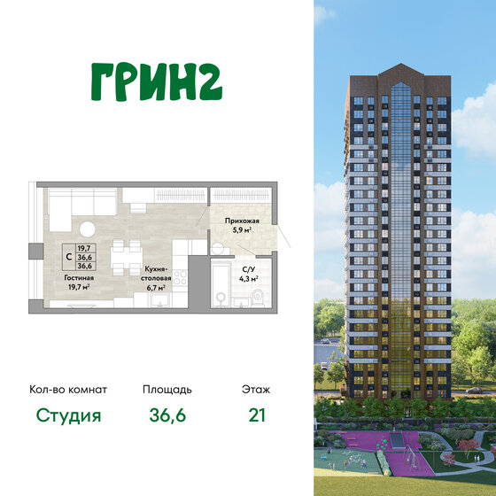 36 м², 1-комнатная квартира 6 500 000 ₽ - изображение 80