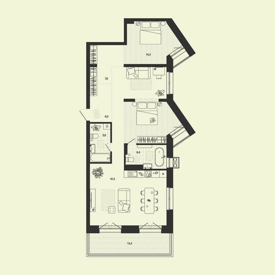 133,4 м², 4-комнатная квартира 37 352 000 ₽ - изображение 13