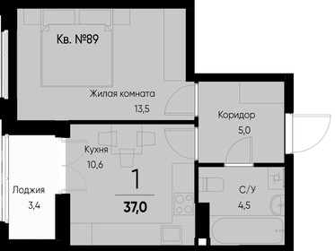 Квартира 37,1 м², 1-комнатная - изображение 1