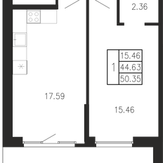 Квартира 50,4 м², 1-комнатная - изображение 3