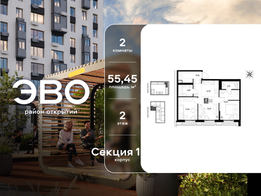 Квартира 55,5 м², 2-комнатная - изображение 1