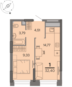 Квартира 32,4 м², 1-комнатная - изображение 1