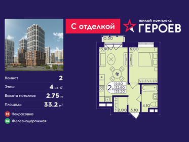 Квартира 33,2 м², 2-комнатная - изображение 1