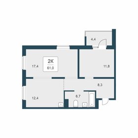 Квартира 61 м², 2-комнатная - изображение 1