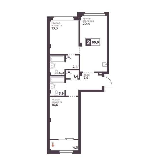 62,7 м², 2-комнатная квартира 11 844 030 ₽ - изображение 33