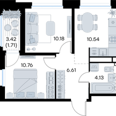 Квартира 43,9 м², 2-комнатная - изображение 3