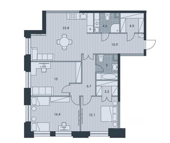 Квартира 102,2 м², 3-комнатная - изображение 1