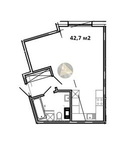 Квартира 42,7 м², студия - изображение 1