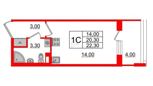 Квартира 22 м², студия - изображение 1