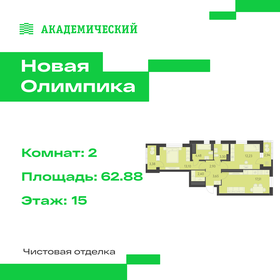 Квартира 62,9 м², 2-комнатная - изображение 1