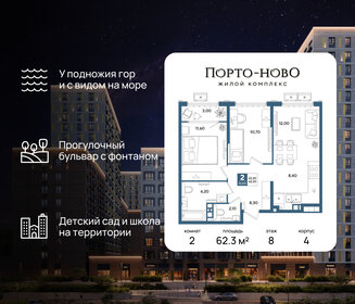 Квартира 62,3 м², 2-комнатная - изображение 1