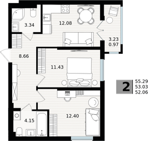 Квартира 53 м², 2-комнатная - изображение 1