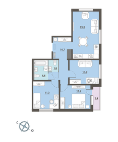 Квартира 70,7 м², 3-комнатная - изображение 2