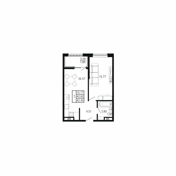 29,1 м², квартира-студия 7 262 500 ₽ - изображение 32