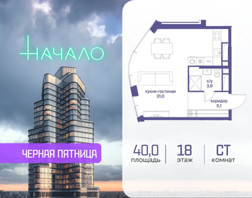 Квартира 40 м², студия - изображение 1